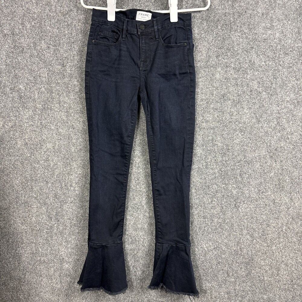 FRAME  Le Skinny de Jeanne Flare Jeans Womens Size 26 Black Crop